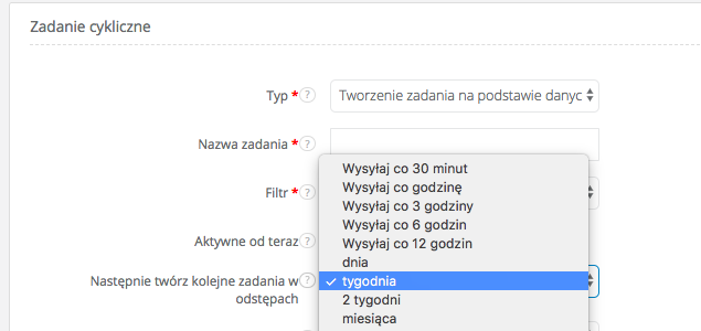 Fragment konfiguracji zadania cyklicznego