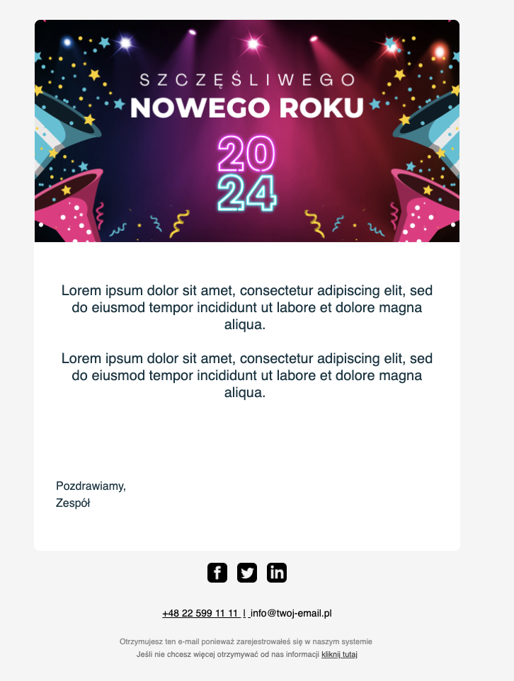 Szablon mailowy świąteczny fioletowy