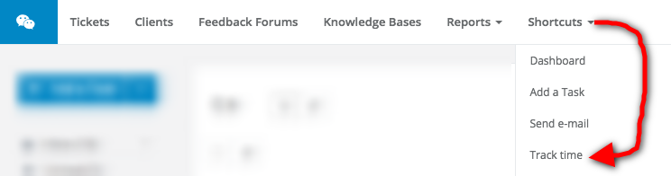 Time tracking shortcut