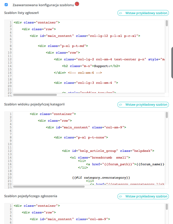 zaawansowana edycja szablonu bazy wiedzy
