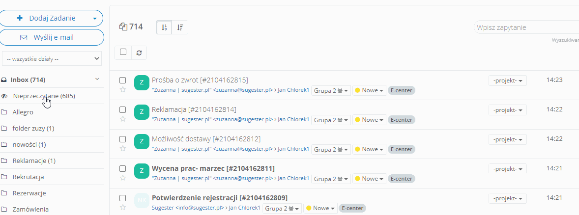 folder nieprzeczytane