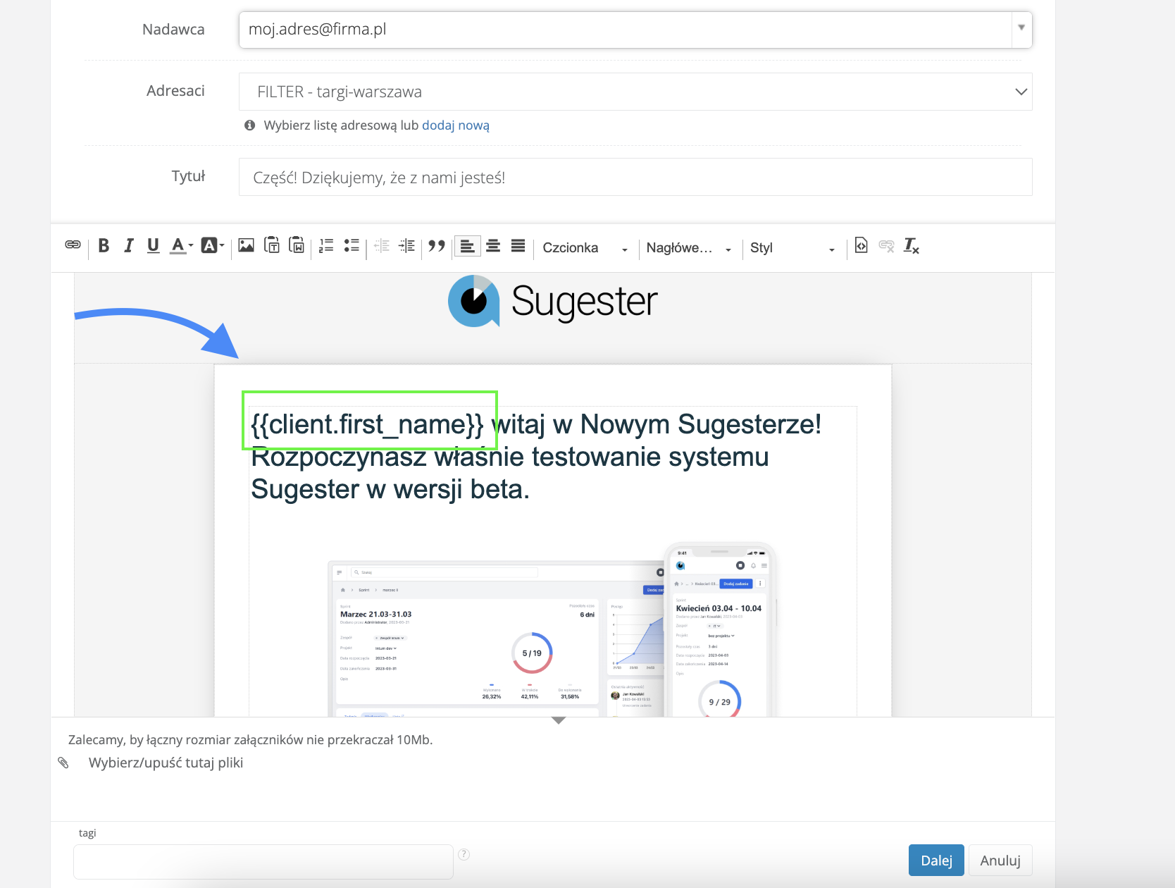 treść kampanii autoatycznej