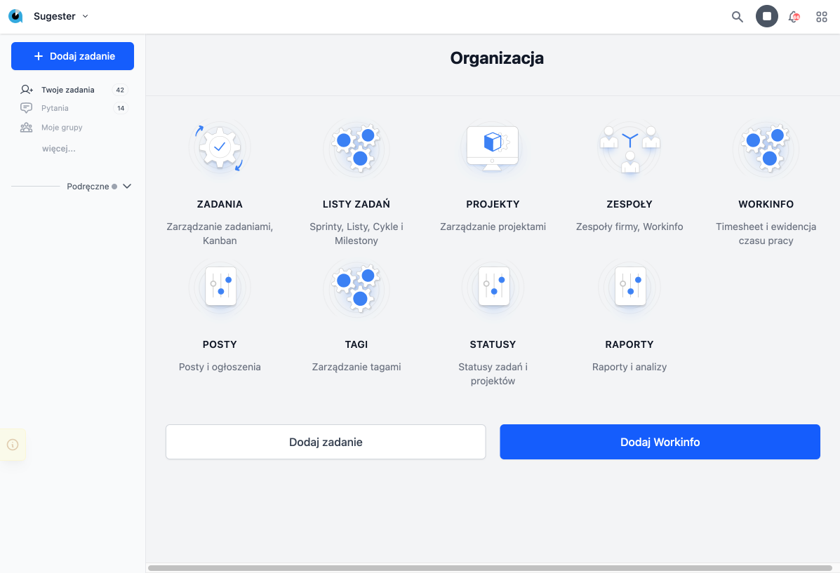 Dashboard Organizacja
