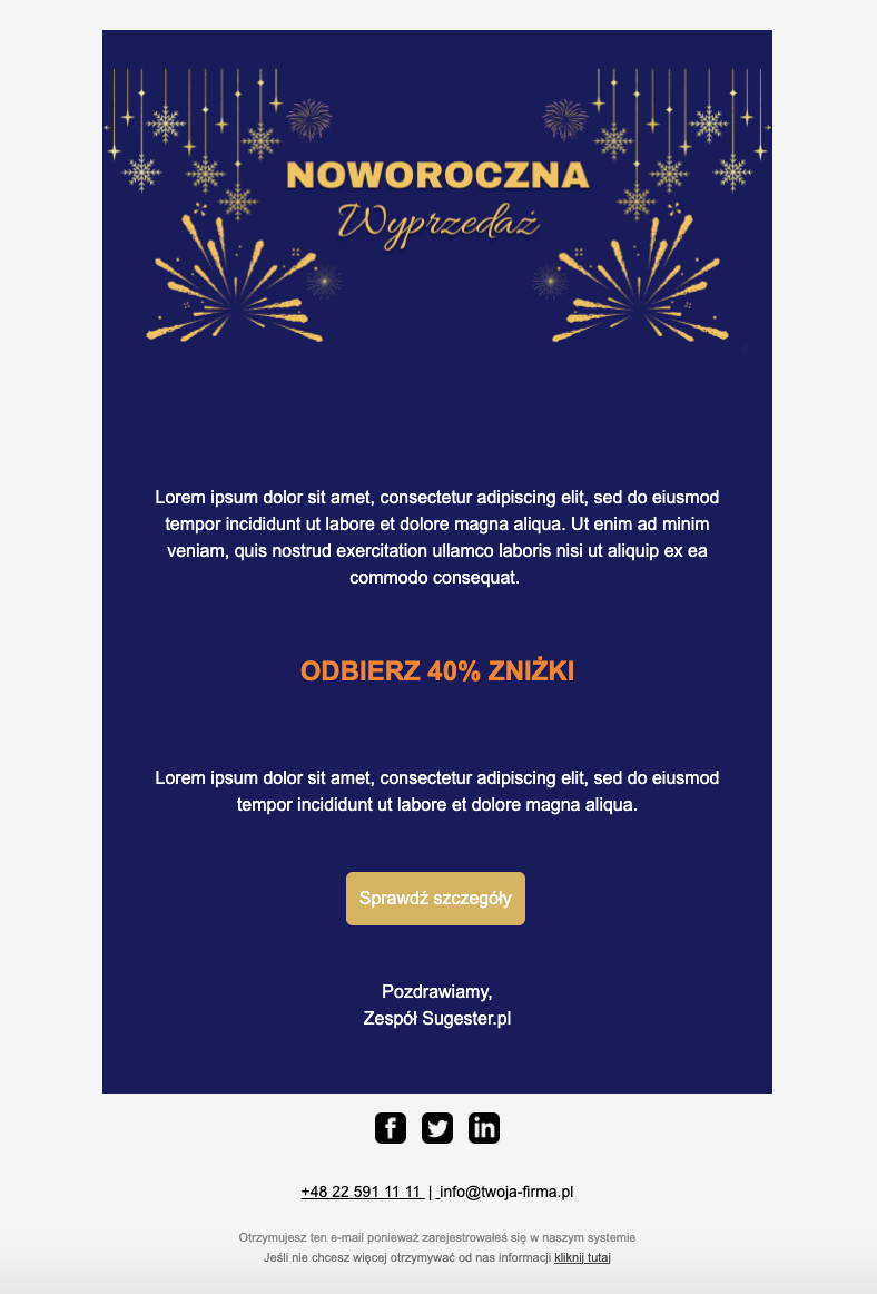 Szablon mailowy świąteczny granat