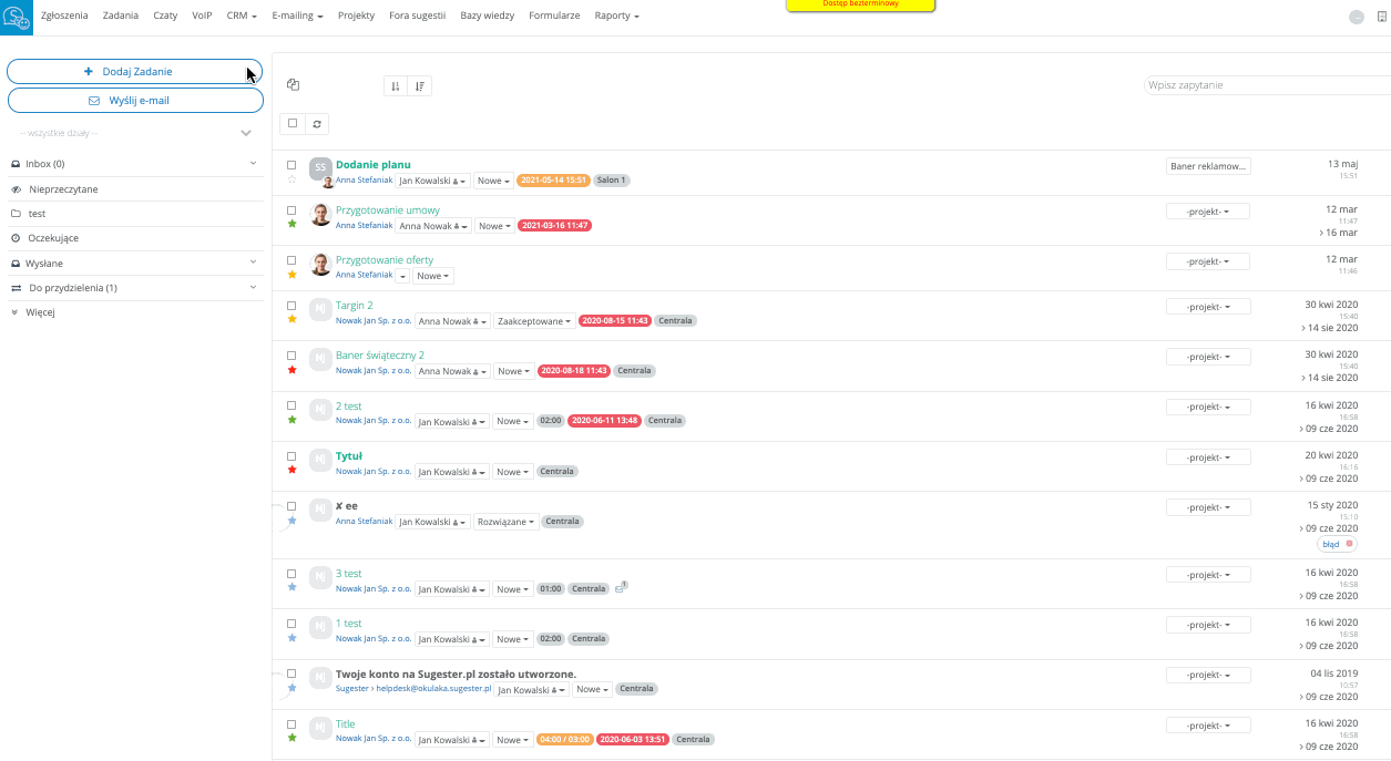 dodawanie zadan z szablonu