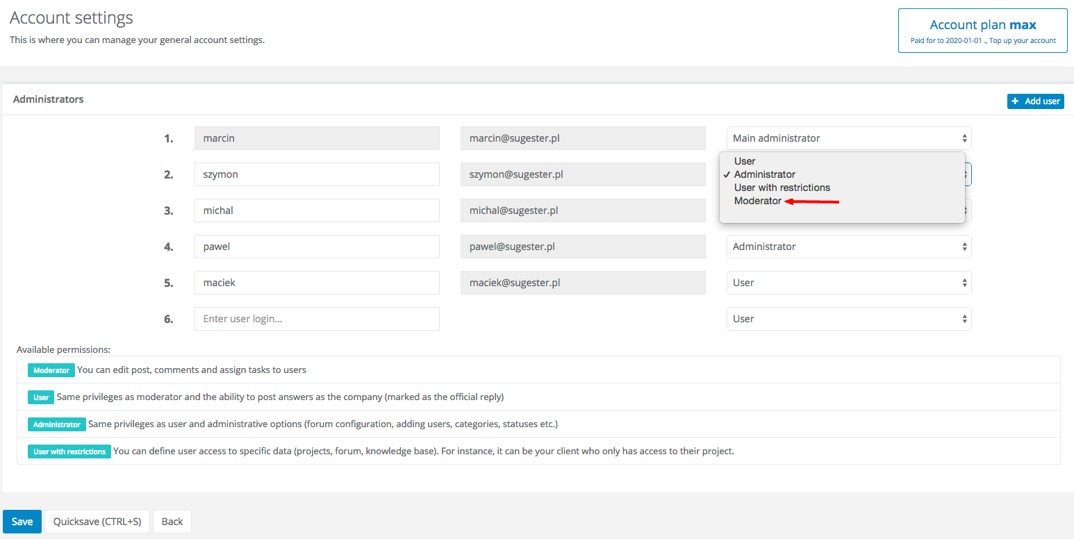 Appoint a user as moderator