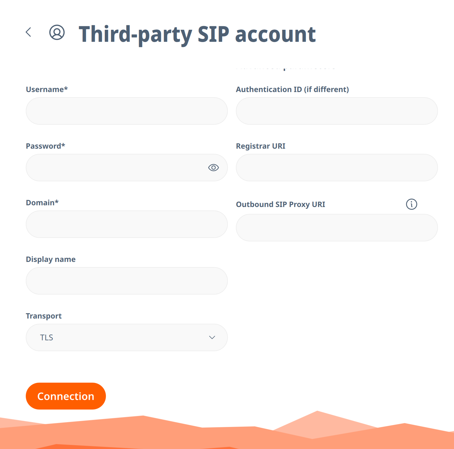 Formularz Third-party SIP account