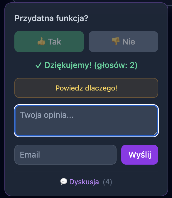 widget po kliknięciu