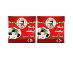 البقرات الثلاث - جبينة بيضاء كاملة الدسم ( ملح اقل ) ٢*٥٠٠ غرام