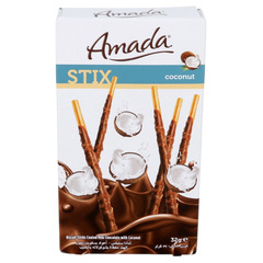 Amada Stix, Biscuit Sticks Coated Milk Chocolate with Coconut, 32g