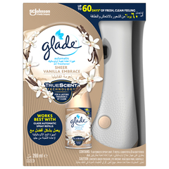Glade Automatic Air Freshener Spray Holder with Scented Sheer Vanilla Embrace Refill Starter Kit, 269ml