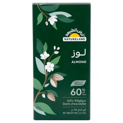 شوكولاتة داكنة عضوية باللوز ٦٠٪ كاكاو