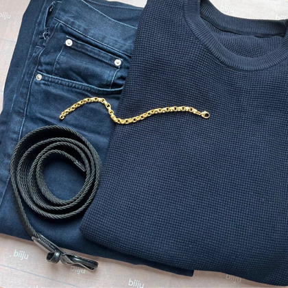 Men's chunky Golden Frost Bracelet in sterling silver overlaid with 18ct gold