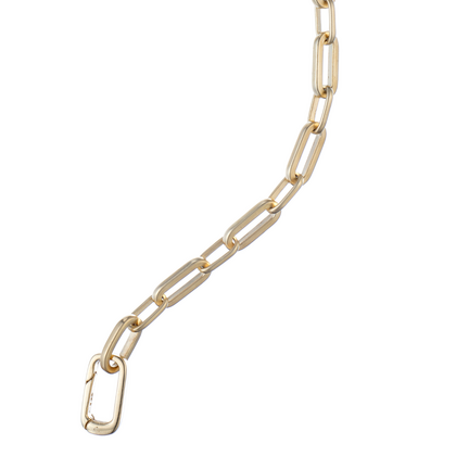 Up close with the structural links in our men's Honest Gold Bracelet in sterling silver overlaid with 18ct gold