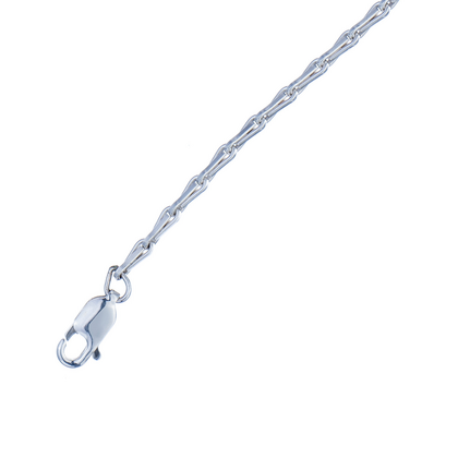 Close up with our men's Barleycorn Bracelet, showing the precision engineered, 1.5mm fine, fluid links in sterling silver