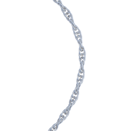 Close up of our men's Silver Rope Bracelet in sterling silver featuring interwoven links which echo the design of traditional, nautical ropes