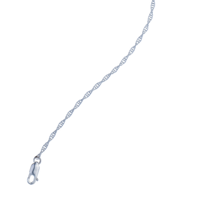 Our men's Silver Rope 1.8mm Bracelet with its braided, spiral links echoing a traditional ship rope structure 