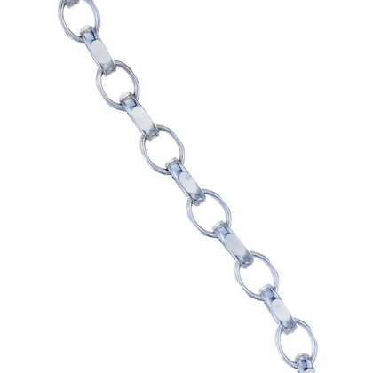Close up of the precision-cut, facetted links of our men's Sunlight Bracelet in sterling silver 