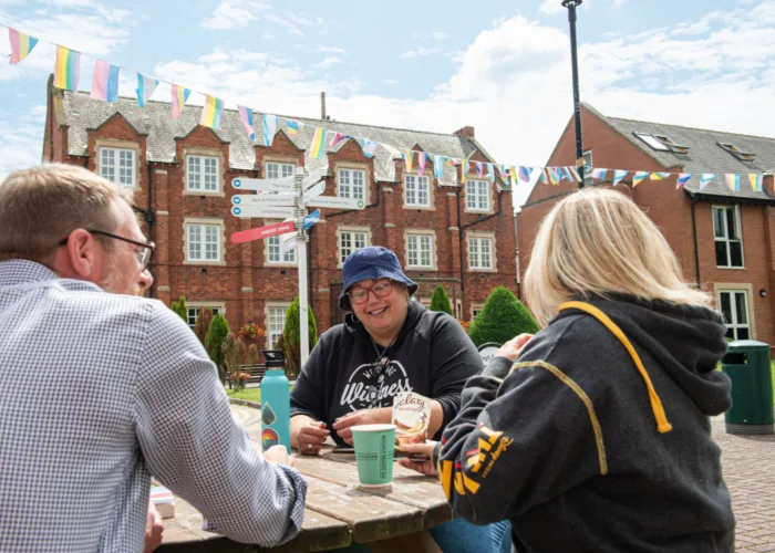 Students outside student union