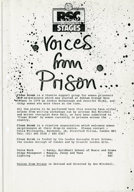 A scan of the Voices From Prison cover page for poems 1987.
