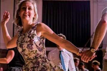 A Lindy Hop class taking place at Bishopsgate Institute.