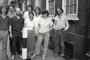 History Workshop group with Raphael Barbara Taylor Jerry White and more, taken in June 1982