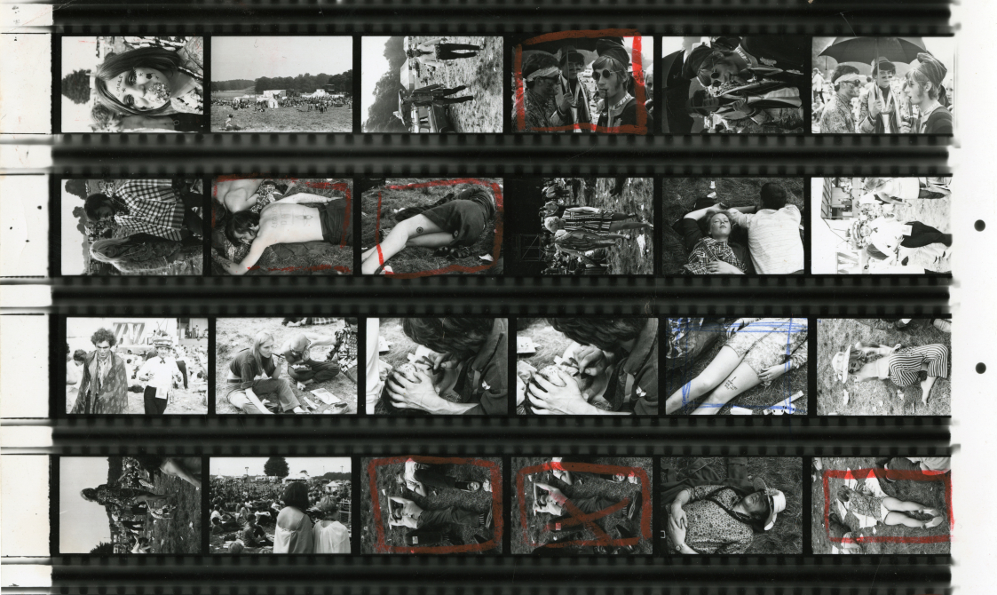 Negatives of a Rolling Stones performance.