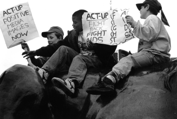 ACT UP 10 Years of AIDS march in Trafalgar Square 1 June 1991