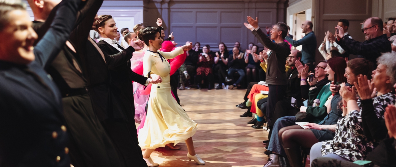 Image from The Pink Jukebox Trophy 2025. Competitors receiving applause from crowd.