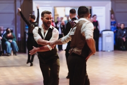 Pair dancing in front of spectators at the Pink Jukebox Trophy 2025