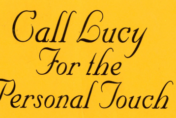 A sex worker's business card that says "Call Lucy for the Personal Touch"