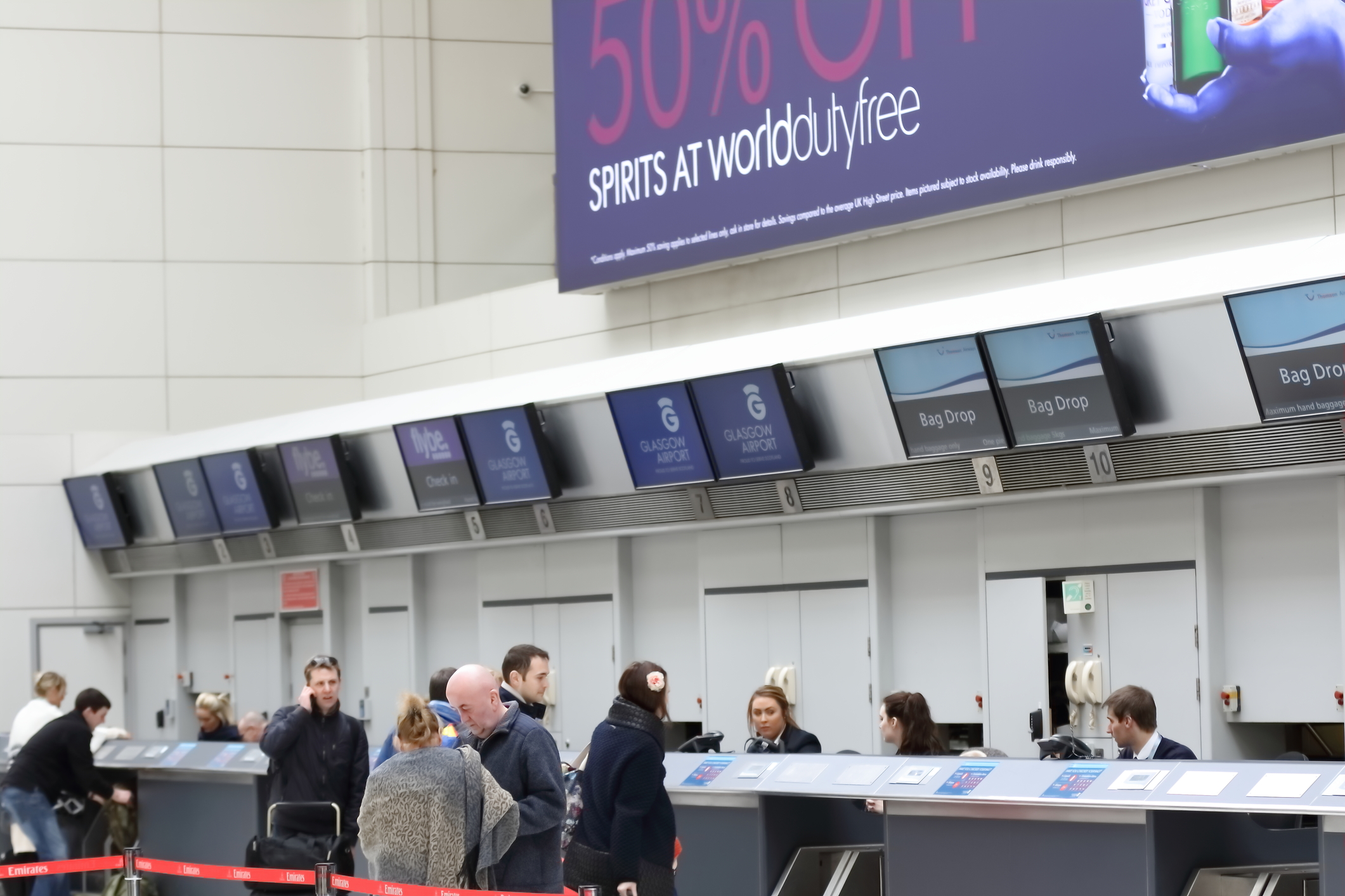 Glasgow Airport inside departure terminal area