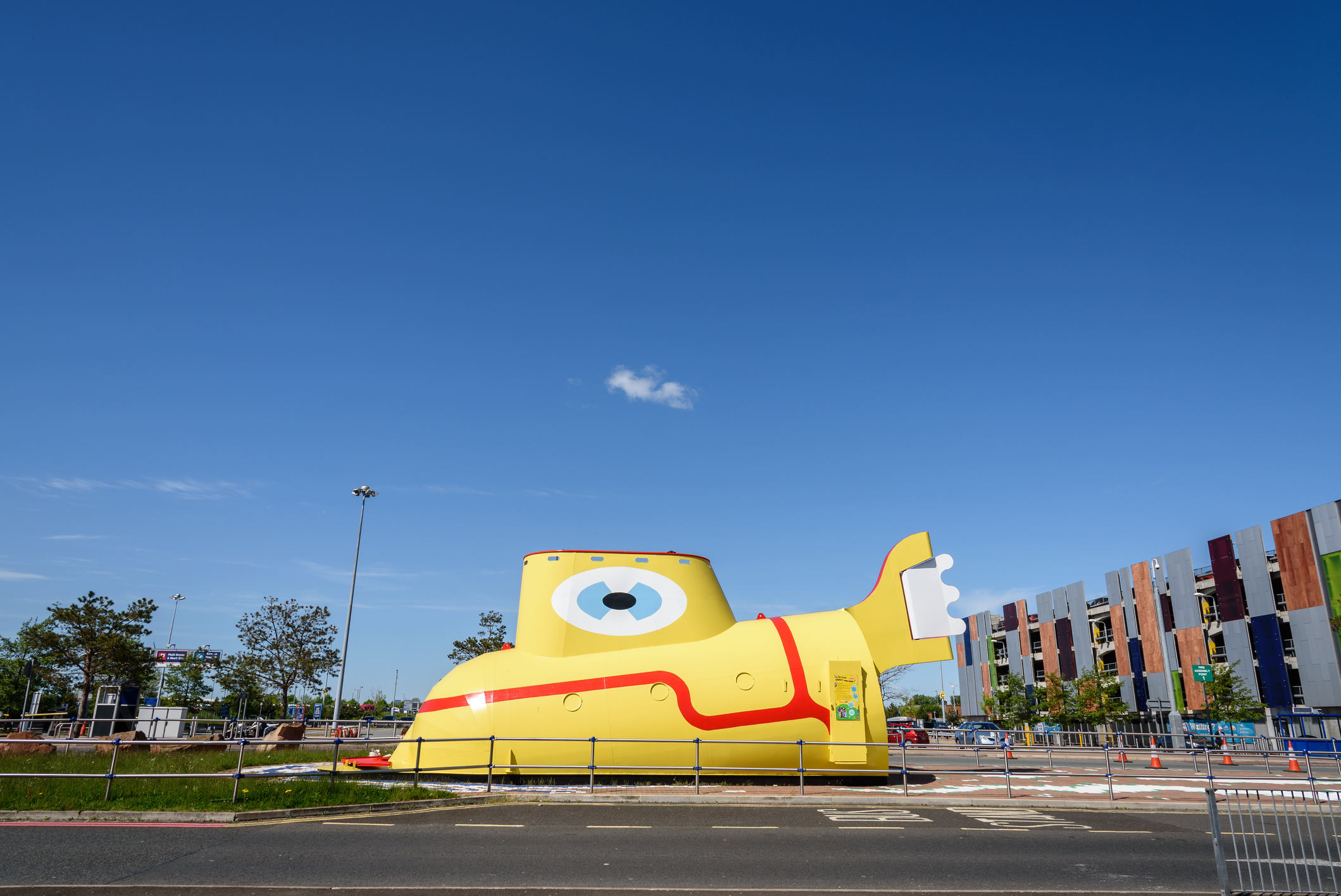 Sculpture of Beatles Yellow Submarine at Liverpool John Lennon Airport