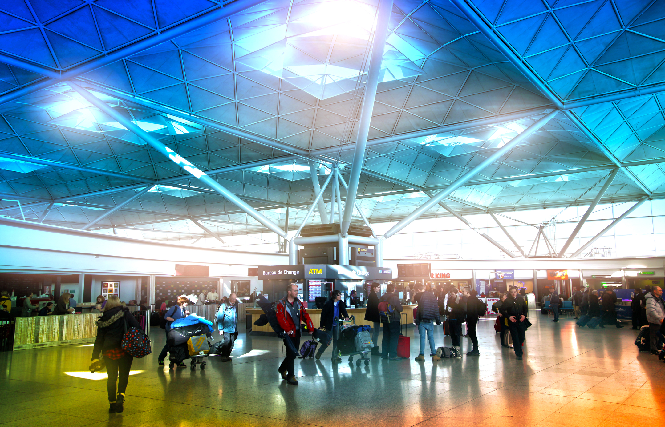 Inside Stansted Airport departure terminal