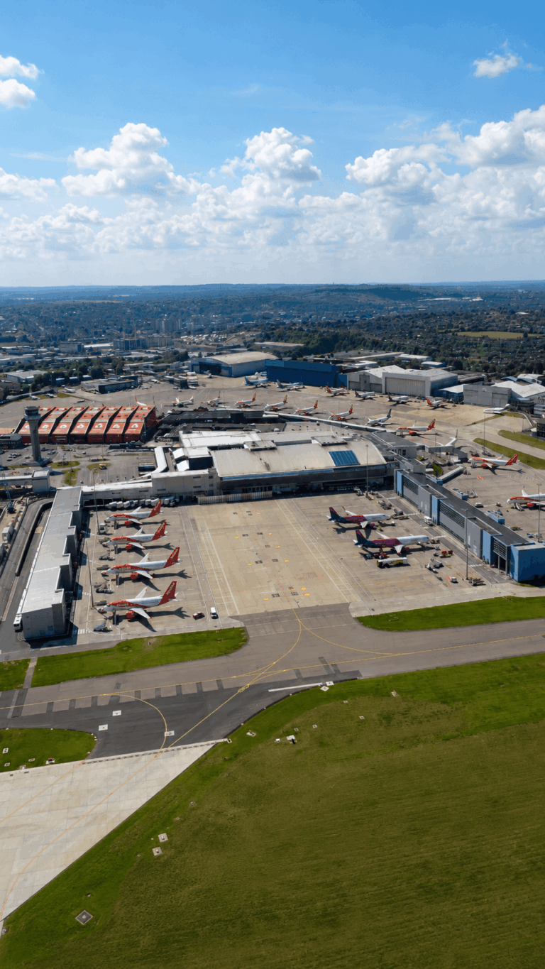 arial view of Luton Airport