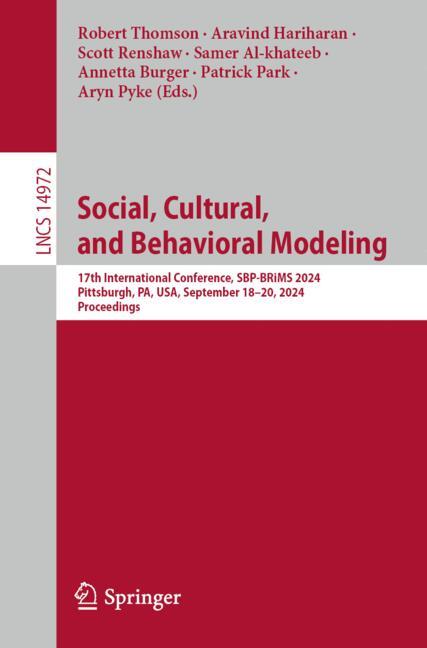 Cover of 'Social, Cultural, and Behavioral Modeling'