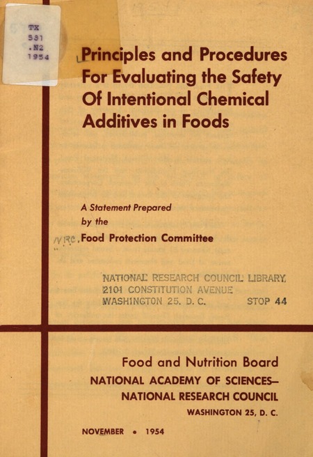 Cover of 'Principles and Procedures for Evaluating the Safety of Intentional Chemical Additives in Foods'