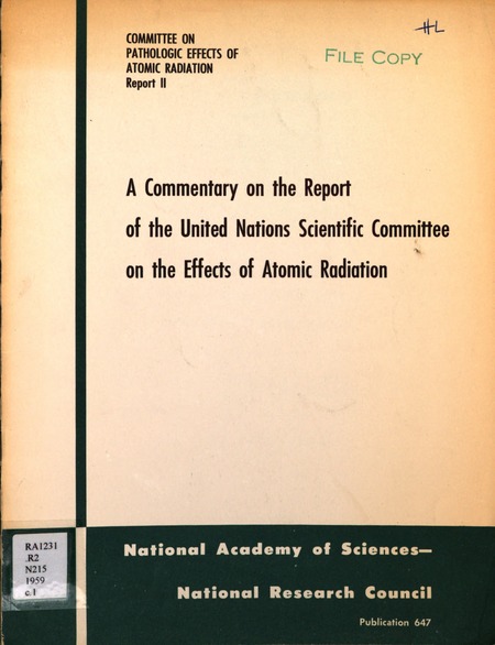 Cover of 'Commentary on the Report of the United Nations Scientific Committee on the Effects of Atomic Radiation'