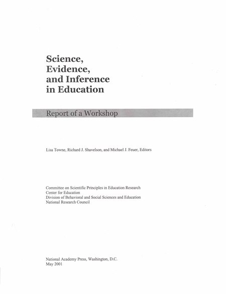 Cover of 'Science, Evidence, and Inference in Education'