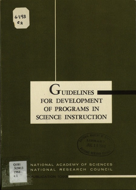 Cover of 'Guidelines for Development of Programs in Science Instruction'