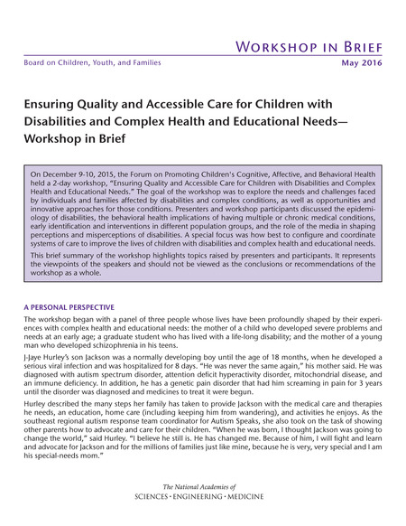 Cover of 'Ensuring Quality and Accessible Care for Children with Disabilities and Complex Health and Educational Needs'