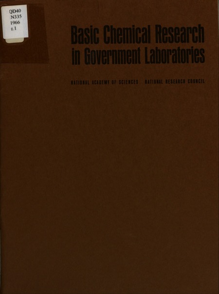 Cover of 'Basic Chemical Research in Government Laboratories'