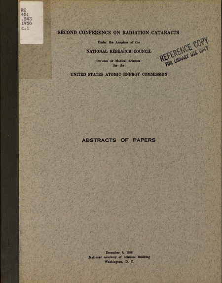 Cover of 'Second Conference on Radiation Cataracts and Neotron Effects'