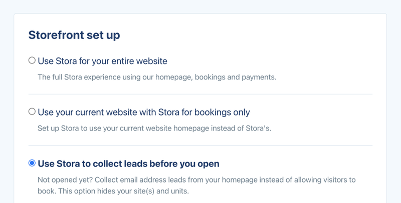 Stora website modes