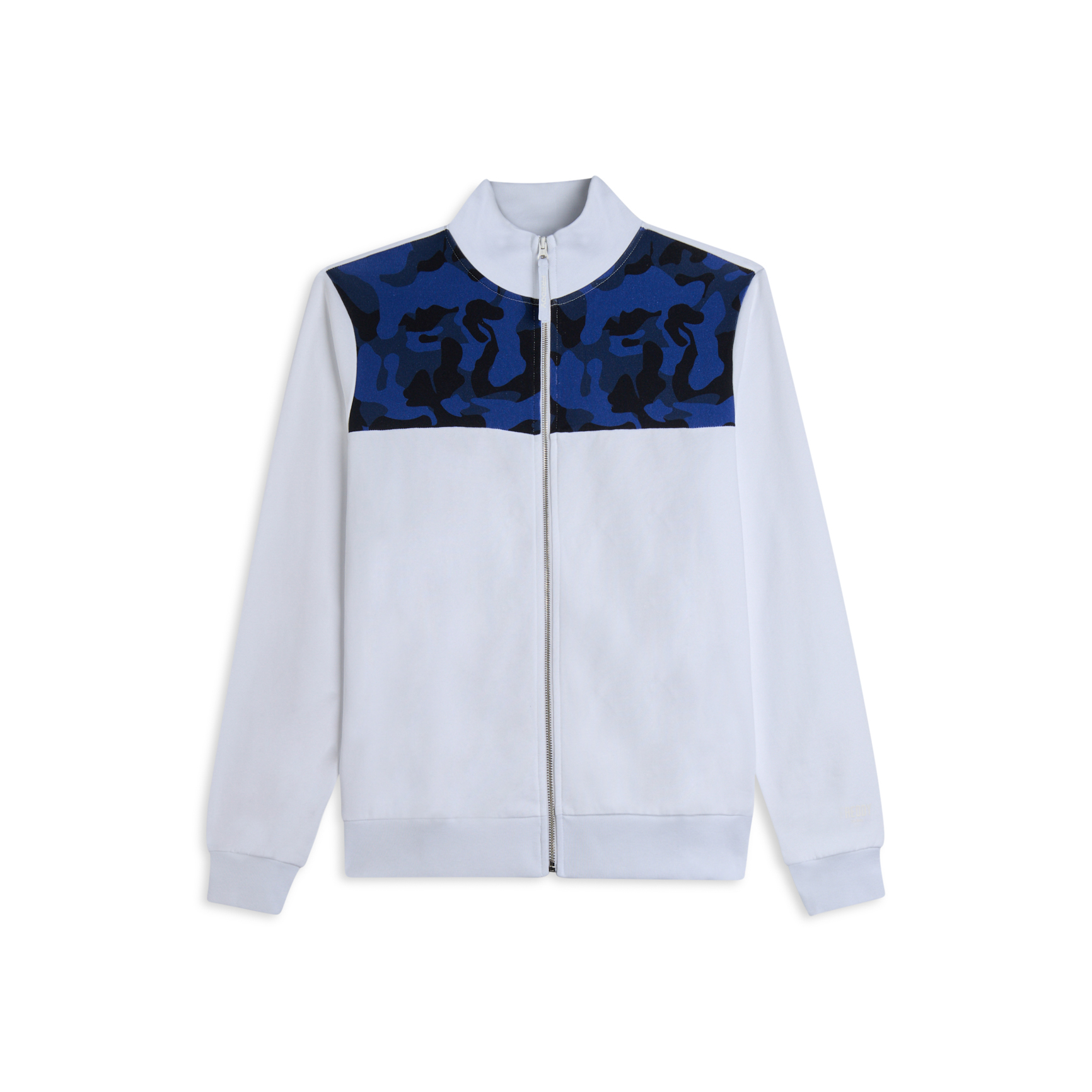 Felpa Collo Alto con Zip e Dettagli Camouflage