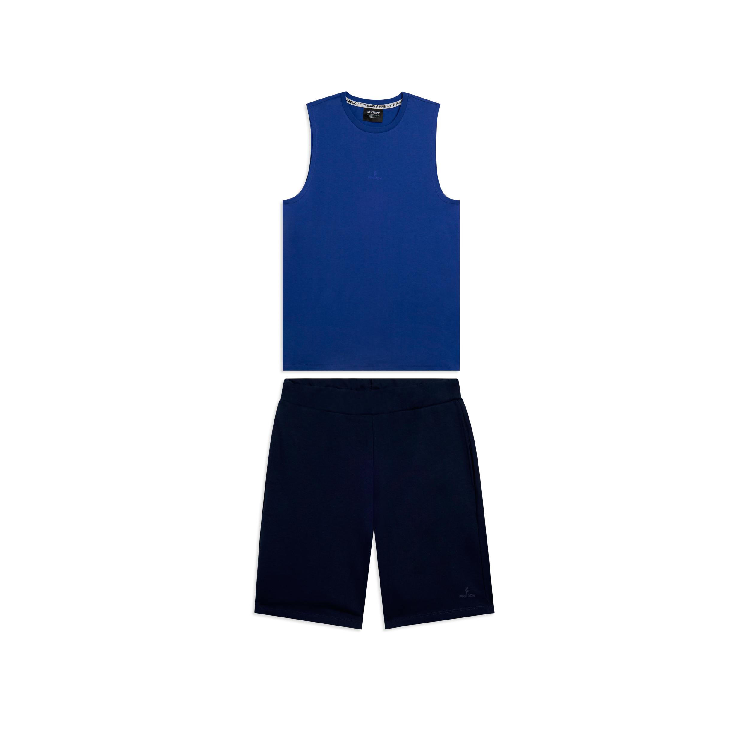 Completo sportivo in cotone con top smanicato e bermuda