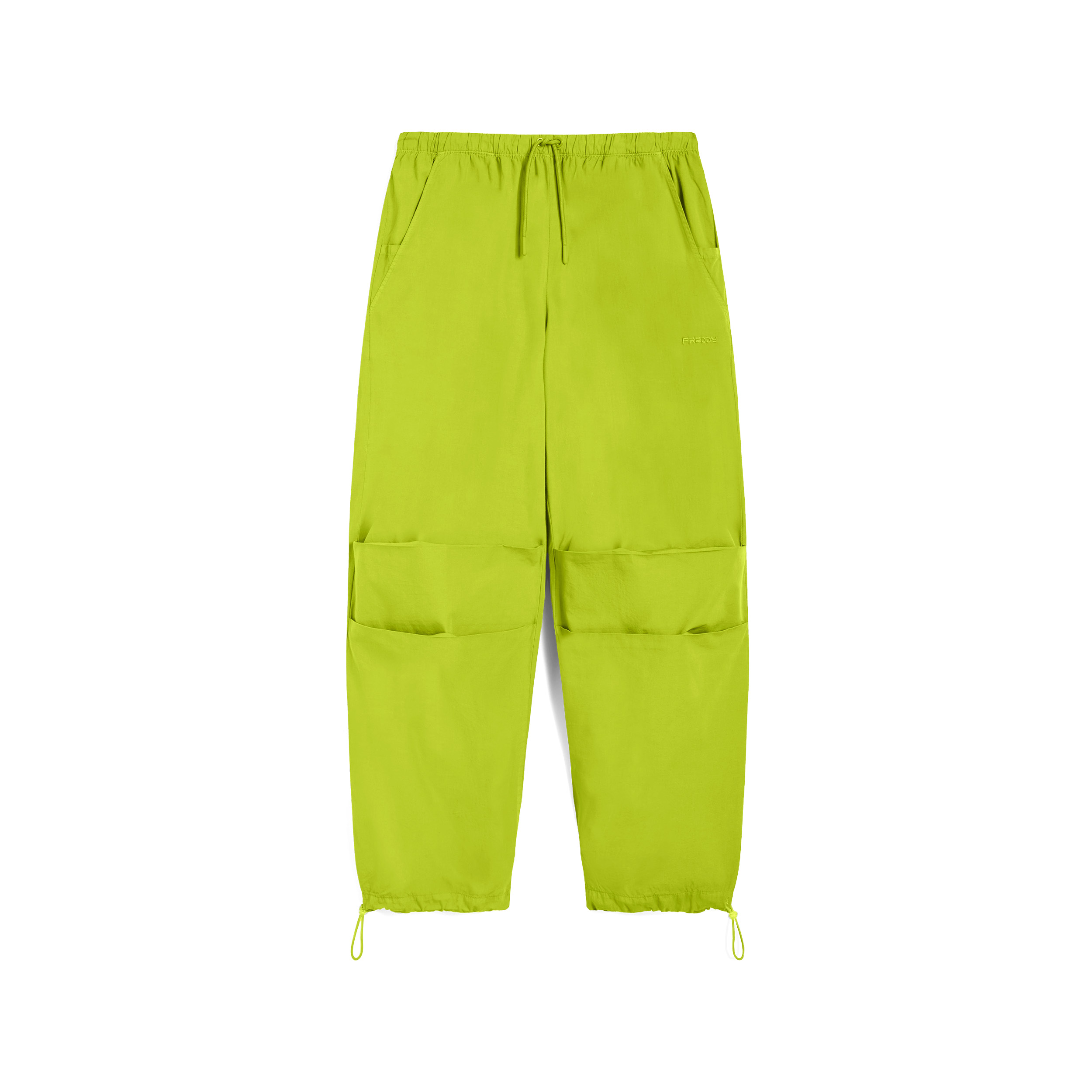 Pantaloni parachute pants in popeline con coulisse sul fondo
