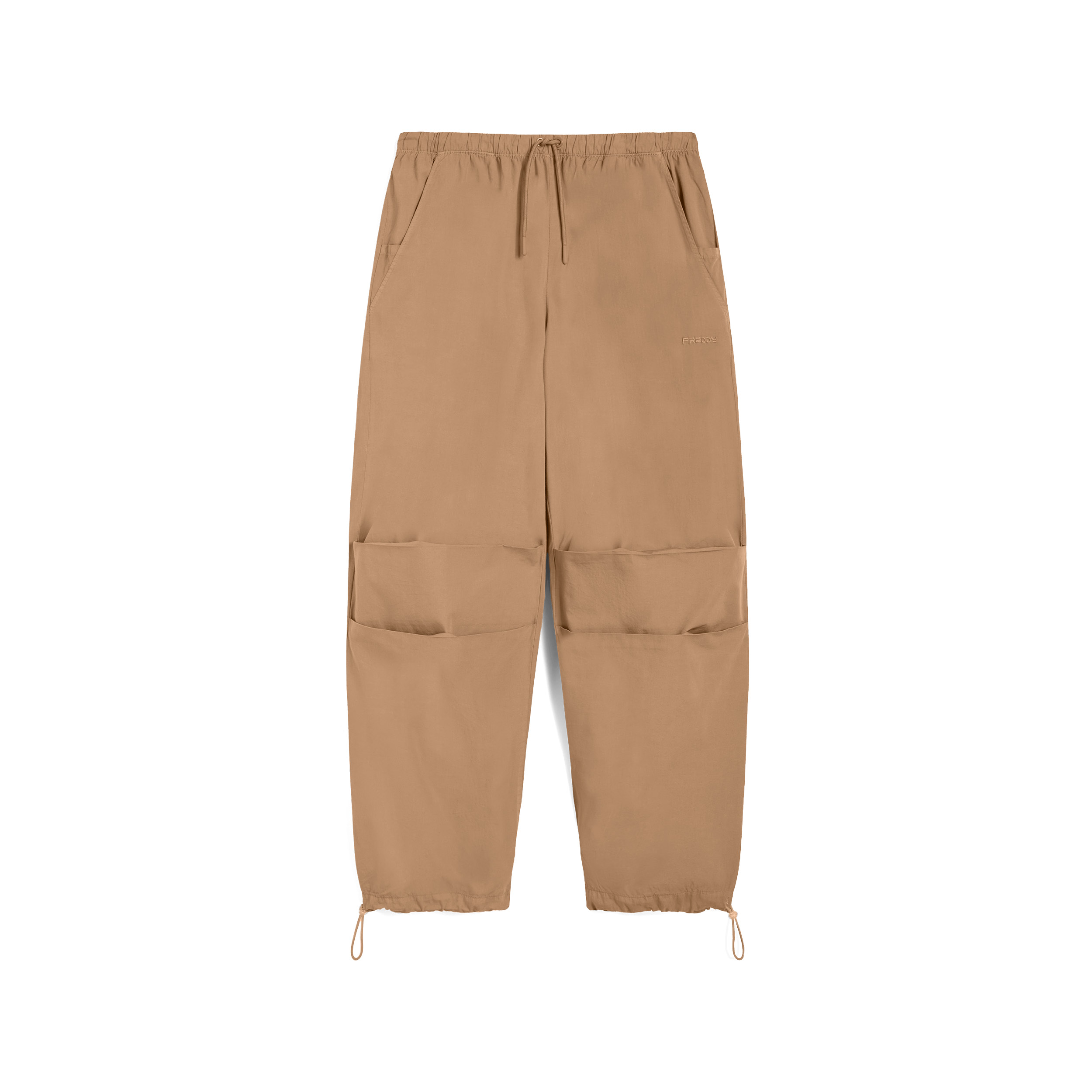 Pantaloni parachute pants in popeline con coulisse sul fondo