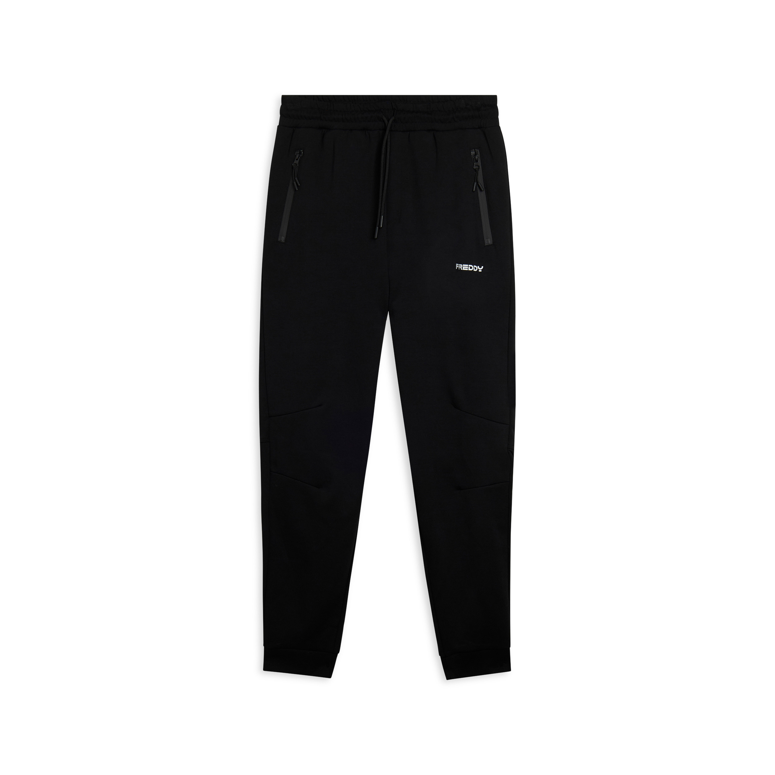 Pantaloni a carota in interlock con zip laterali