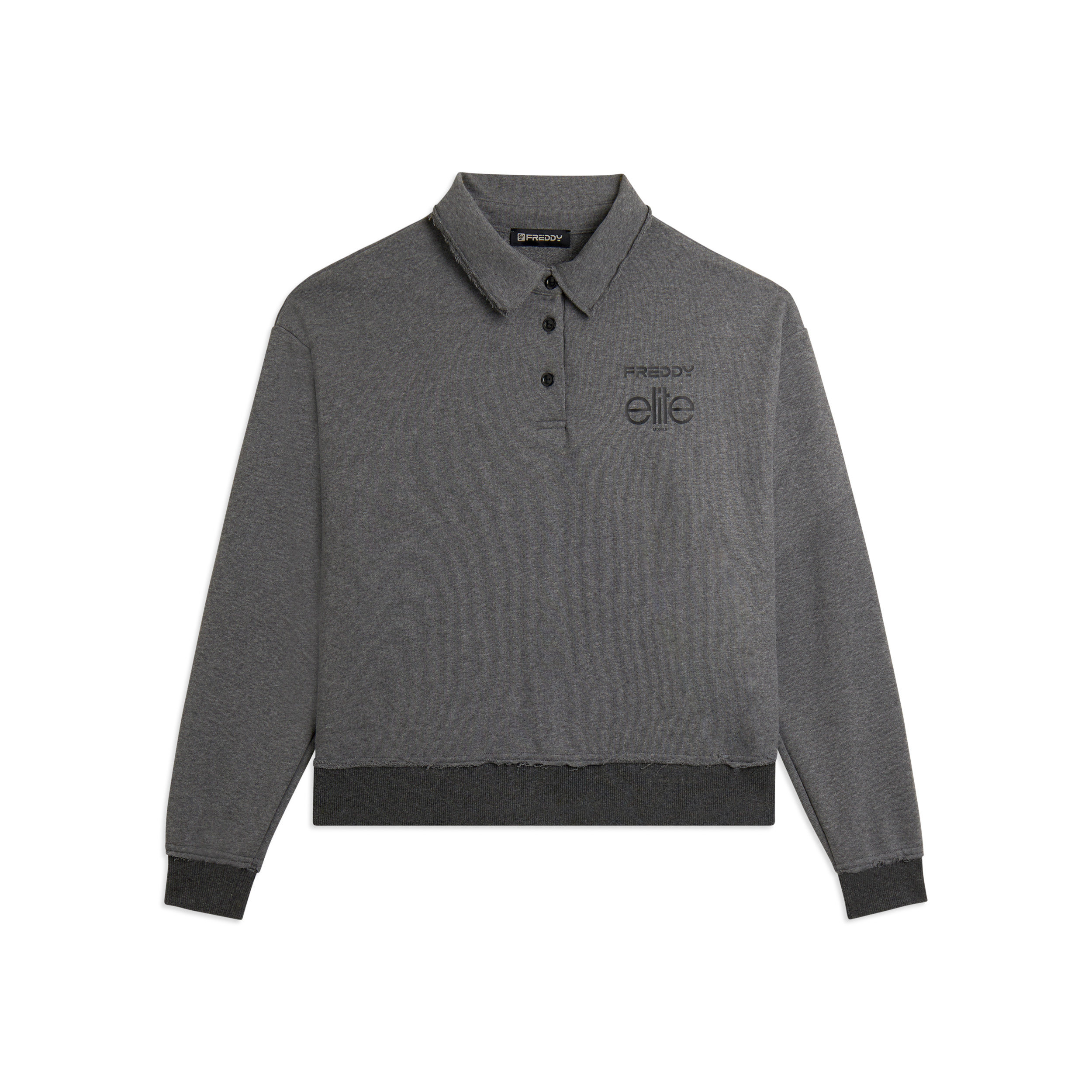 Felpa Cropped Donna Mélange con Scollo Polo Freddy x ELITE